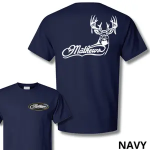 Mathews Archery T-Shirt with Bold Deer Head Design, Soft Cotton Fabric, Unisex Fit, Perfect Gift for Bowhunters and Whitetail Deer Enthusiasts