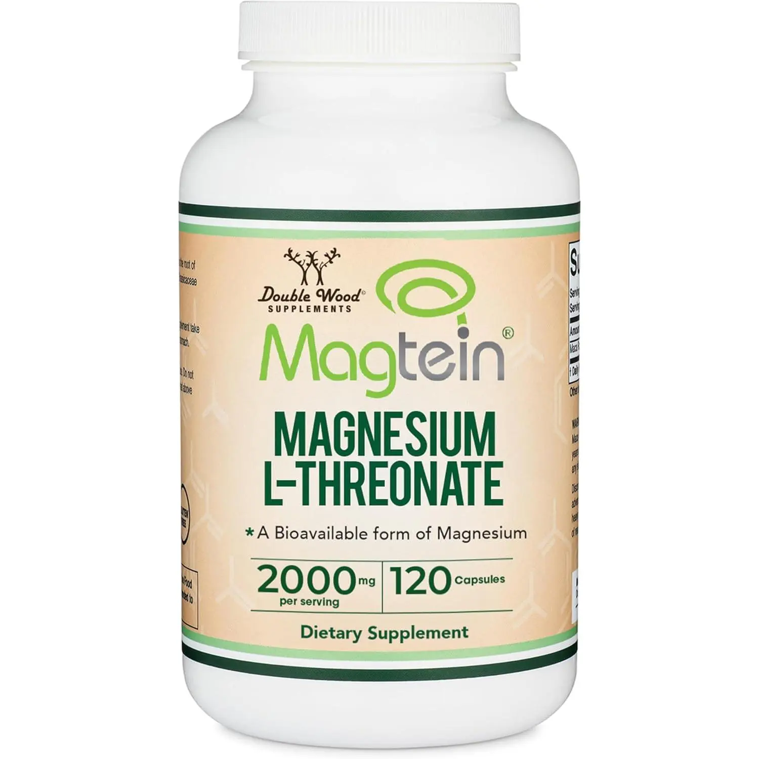 Magnesium L Threonate, Magtein - NSF Certified - Sleep and Cognitive Support – High Absorption – Most Bioavailable Form of Magnesium – 2,000 mg – 120 Capsules