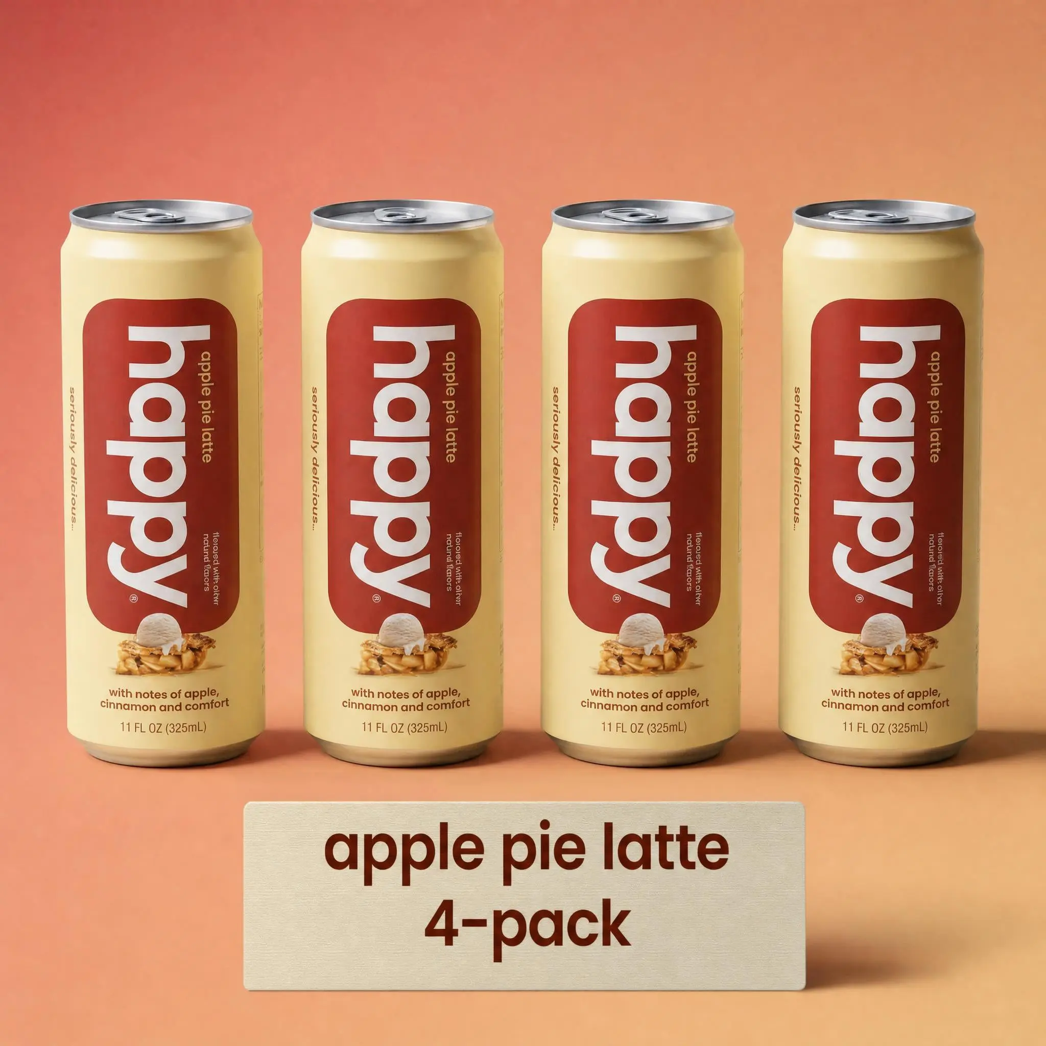 Happy Apple Pie Latte 11 oz - 4-pack | Made with Real Milk and Sugar with Notes of Apple, Cinnamon, and Comfort