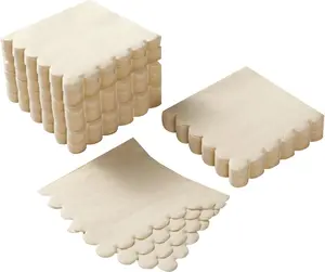 200 Pack  Napkin 2-Ply Scalloped Edged Dessert Napkins Folded 5 x 5 Inches Disposable Napkins for Dinner Wedding Birthday Party Bridal Anniversary Reception Event (Milky-White)