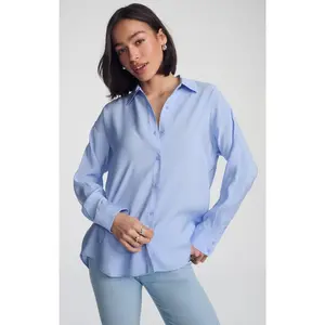 LUXE TOUCH BUTTON-UP SHIRT IN LAVENDER LUSTRE