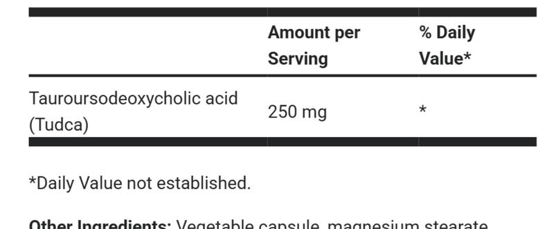 TUDCA - 250 mg of Tauroursodeoxycholic Acid - 30 Vegetable Capsules