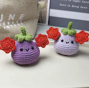 Cute Rotating Handkerchief Smile Eggplant Perfect Gift for Friends Crochet Craft Project