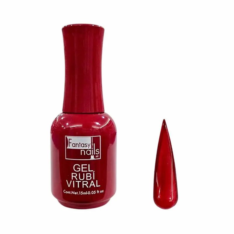 Fantasy Nails Rubi Vitral Gel Polish 15ml - Long-Lasting Nail Color for Maximum Pigmentation