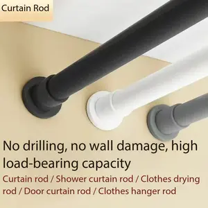 No-drill telescopic rod, adjustable and reusable clothes drying rod, wardrobe support rod, cabinet support rod, drying rod, shoe cabinet, storage rod, shower curtain rod, home use, bathroom accessories