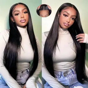 Gabrielle Hair Wear Go Straight Glueless Wigs Human Hair 9x6 HD Lace Front Wigs 180% Pre Plucked Tiny Knots Glueless Human Wigs Beginners Friendly Adjustable Elastic BandVacation Hair 13x6 Glueless Straight Lace Frontal Wigs With Drawstring