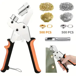 1000 Grommet Tool Kit 3/ 8inch (Approximately 1.9cm ) Handheld Metal Grommet Kit Waterproof Fabric Grommet Making Outdoor Tent Grommet Pliers Punching for Waterproof Fabric Leather Home Decoration Sturdy Practical