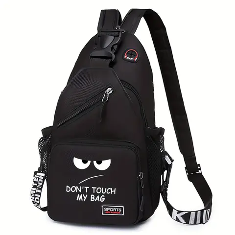 BIGWIG Printed Face Crossbody Athletic Bag - Nylon Shell Polyester Lining, Zip Fastener, Sturdy Hands-Free Gym Accessory for Adults, High-Capacity Adjustable Strap, Unisex, Easy-to-Clean, All Seasons