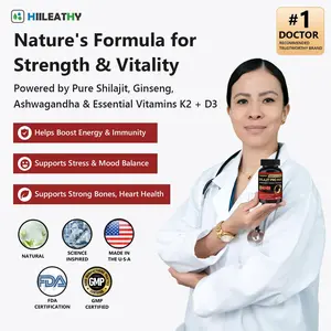 HIILEATHY | Shilajit Capsules with K2 & D3 – 60ct | Fulvic Acid, 84+ Minerals for Immune Defense, Bone Strength & Anti-Aging – Made in USA