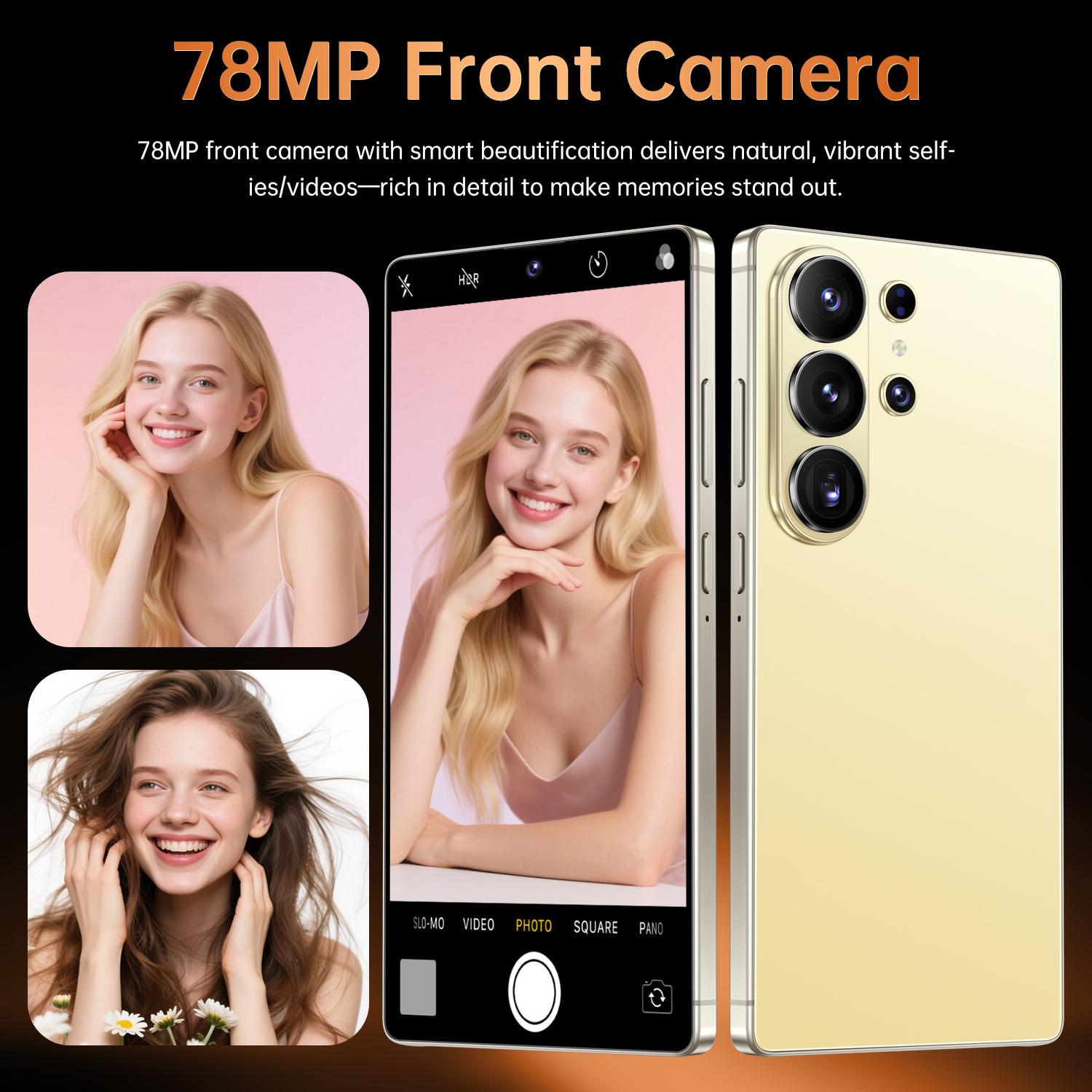 2026 Latest S26 Ultra 5G Android 15 Phone, 12GB+512GB, 6.99" HD Display, 78MP+108MP Dual Cam, 8000mAh, Face ID, Built-in Pen, Case & Screen Protector