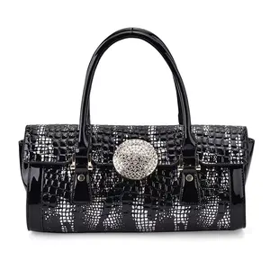 Blue Croco Embossed Faux Leather Handbag