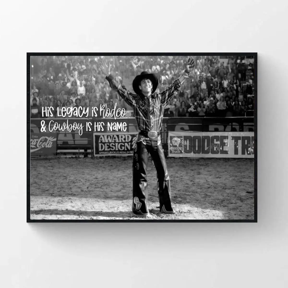 [No Frame] Vintage Lane Frost Wall Poster, His Legacy Is Rodeo & Cowboy Is His Name, Legendary Bull Rider Rodeo Scene, Retro Western Cowboy Wall Art