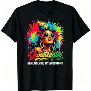 Honoring My Ancestors Juneteenth Afro Women Girls Cotton T-Shirt