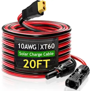 Panel Connector to XT60 Connector Cable 20FT, 10AWG to XT60 Charge Extension Cable (Plug Female) Cables for RV Folding, Station, Generator