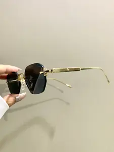 Frameless Polygon Glasses, Fashionable Trendy Metal Frame Leg Eyeglasses for Men and Women, Stylish Glasses