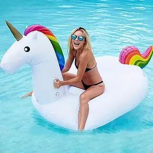 [Large Inflatable Unicorn Lounger Float] Giant Unicorn Inflatable Lounger - PVC Floating Bed for Adults, Perfect for Pool Parties & Beach Fun