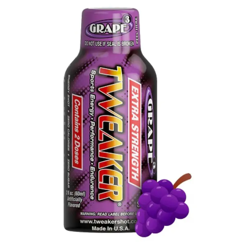 3-Pack Compact Carton Tweaker Extra Strength Grape Liquid Caffeine Shot Supplement - 2 fl oz Extra Caffeine Brain Energizer Energy Drinks for Morning Wakeup, Gym Workouts