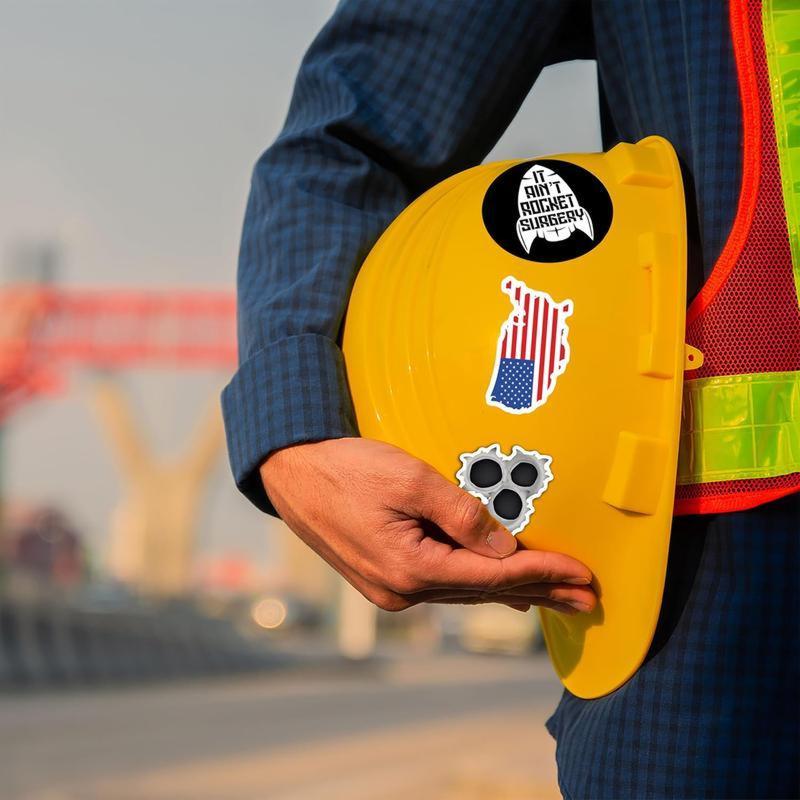 150 PCS Funny Hard Hat Stickers for Adults Tool Box Helmet Blue Collar Stickers Prank Meme Vinyl Waterproof Decal for Mechanics Electricians Union Military Construction Permanent Oil Marker Adhesive Strips