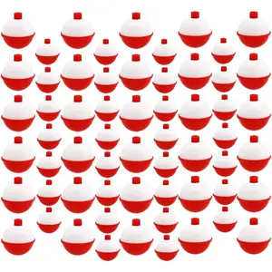 60 Pcs Fishing Floats,Hard ABS Fishing Bobber Bulk,Push Button Round Buoy Floats for Fishing Tackle Accessories,1/1.5 Inch