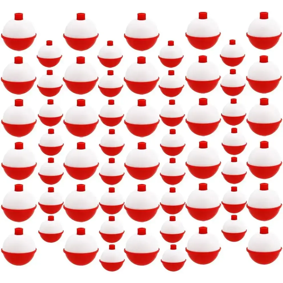 60 Pcs Fishing Floats,Hard ABS Fishing Bobber Bulk,Push Button Round Buoy Floats for Fishing Tackle Accessories,1/1.5 Inch