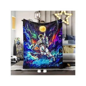 40x50 Universe Astronaut Throw Blanket - Vibrant Space-Themed Design With Planets, Stars, And Nebulae, Men And Teens, All-Season Comfort, Allseason Comfort | Vibrant Space Design | Soft Texture, Space Room Decor, Birthday Mother's Day Size