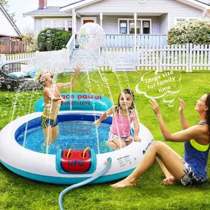 Astronaut Sprinkler Pool for Kids with Water Gun – Summer Outdoor Inflatable Water Play Center | Family Fun Parent-Child Activity and Mini Swimming Pool