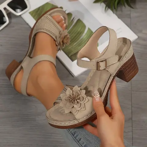 Women's Fashionable Flower Decorated Flatform Platform Sandals, Fashionable Comfy Sandals, Casual Comfortable Wedge Sandals for Summer, All-match Round Toe Sandals for Daily Wear, Walking Shoes, Casual Summer Footwear