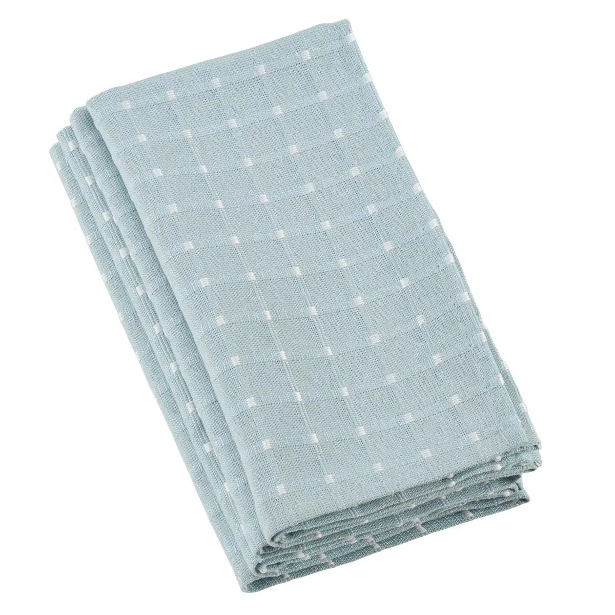 SARO 2136.A20S Stitched Line Design Cotton Blend Tableware Napkins, Aqua - Set of 4