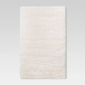 2'6"x3'10" Washable Plush Shag Accent Rug Cream - Room Essentials