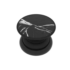 Magnetic Phone Grip and Stand with built in magnets (Black-White Marble) Accessories Metal