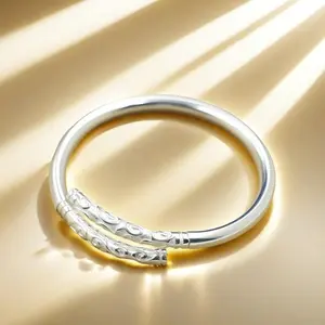 Full Silver s999 bracelet Sterling Silver bracelet Men's open bracelet can be freely adjusted size send boyfriend send dad birthday holiday gift Silver weight 25g /0.88 oz