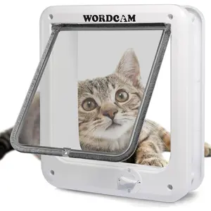 Wordcam Large Cat Door, 4 Way Locking Cat Doors Flap for Interior Exterior Doors, Magnetic Pet Door for Cats Up to 20lbs, Upgraded Version