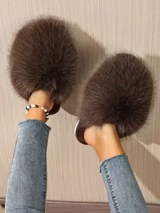 Women's Plush Slippers, Soft Fuzzy Interior Design, Warm Comfortable Winter Home Shoes, Fall & Winter Casual Footwear
