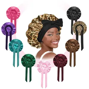 Double Layer Satin Bonnet, Soft and Breathable Hair Care Bonnet,Adjustable Night Sleeping Cap,Heatless Styling Tool for Women