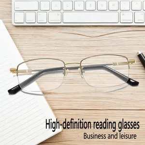 1 Pair Fashionable Unisex Multifocal Reading Glasses, Ultra-light. Flexible Memory Temple Arms, Anti-glare  1.0 to  4rength, Semi-rimmed Rectangular Design, Metal Hinges