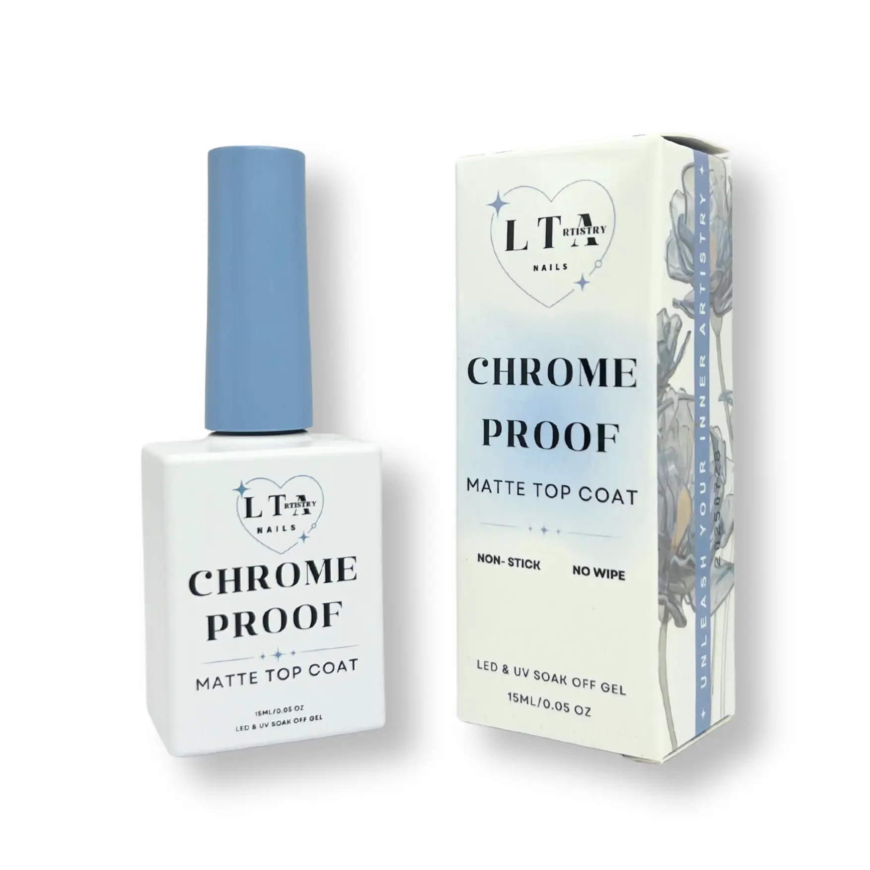 Chrome Proof Matte Top Coat Gel Polish - No Buffing, Quick Application, Thin Gel Formula