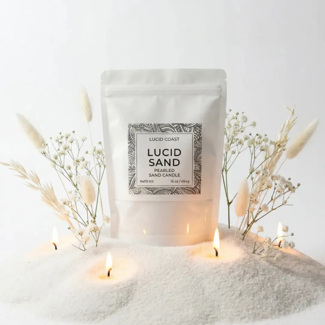 Refillable Scented Wax Pearls, 8oz Lucid Sand - Pearled Sand Candle Supplies for DIY Making Kits
