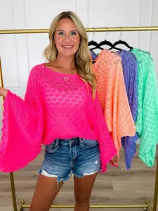 You're Always Right Knit Long Sleeve Avery Mae Mom Cropped Sweater Top - Multiple Colors
