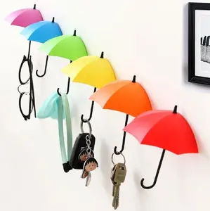 6 Pcs Colorful Umbrella Wall Hooks Set - Decorative Key Holder for Home & Office Organiser Smooth