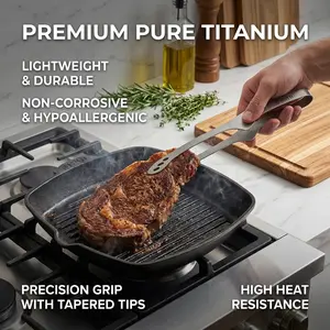 MUTTI 8inch Titanium Ultralight Grill BBQ Tongs Multipurpose Tweezer for Kitchen Food Tongs Buffet Salad Steak Clip Grill Accessories Anti-scalding