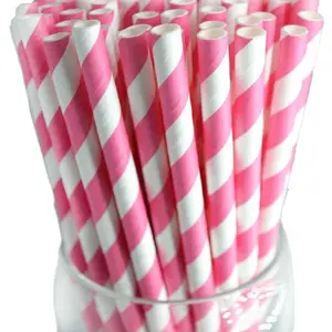 Pink Stripe Paper Straws