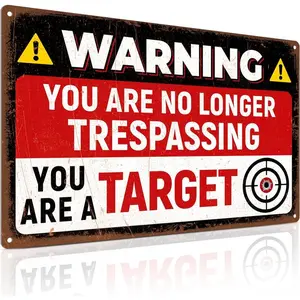 No Trespassing Sign, 8 x 12 Inches Funny Metal Warning Sign for Outdoor Decor fun gifts for birthday,gift