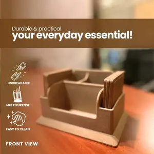 5-Compartment Bamboo Desk Organizer