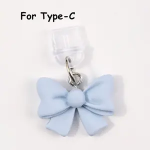 Colorful resin bowknot decorations, transparent dust plug, cute pendant ornaments, small gifts for friends and couples BFF, waterproof and dustproof plug/iPhone/Type-c, device accessories, colorful decorations for festive atmosphere, small tools for prote