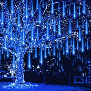 Outdoor/Indoor LED Tree Lights with Motion-Activated Shooting Stars - USB-Powered All-in-One Holiday Decorations with Remote Control, Construction for Christmas, New Year, Easter, Halloween, Ramadan - Easy Setup for Garden, Tree, Roof, Party Decor