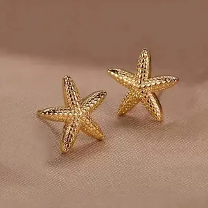 Women's Minimalist Resin Starfish Hoop Earrings - 3-Layer Design, Adjustable Clutch Back, Coastal Marine Charm Ocean Themed Resort Style Jewelry for Beach Parties & Casual Wear, Starfish Earrings, Coastal Earrings