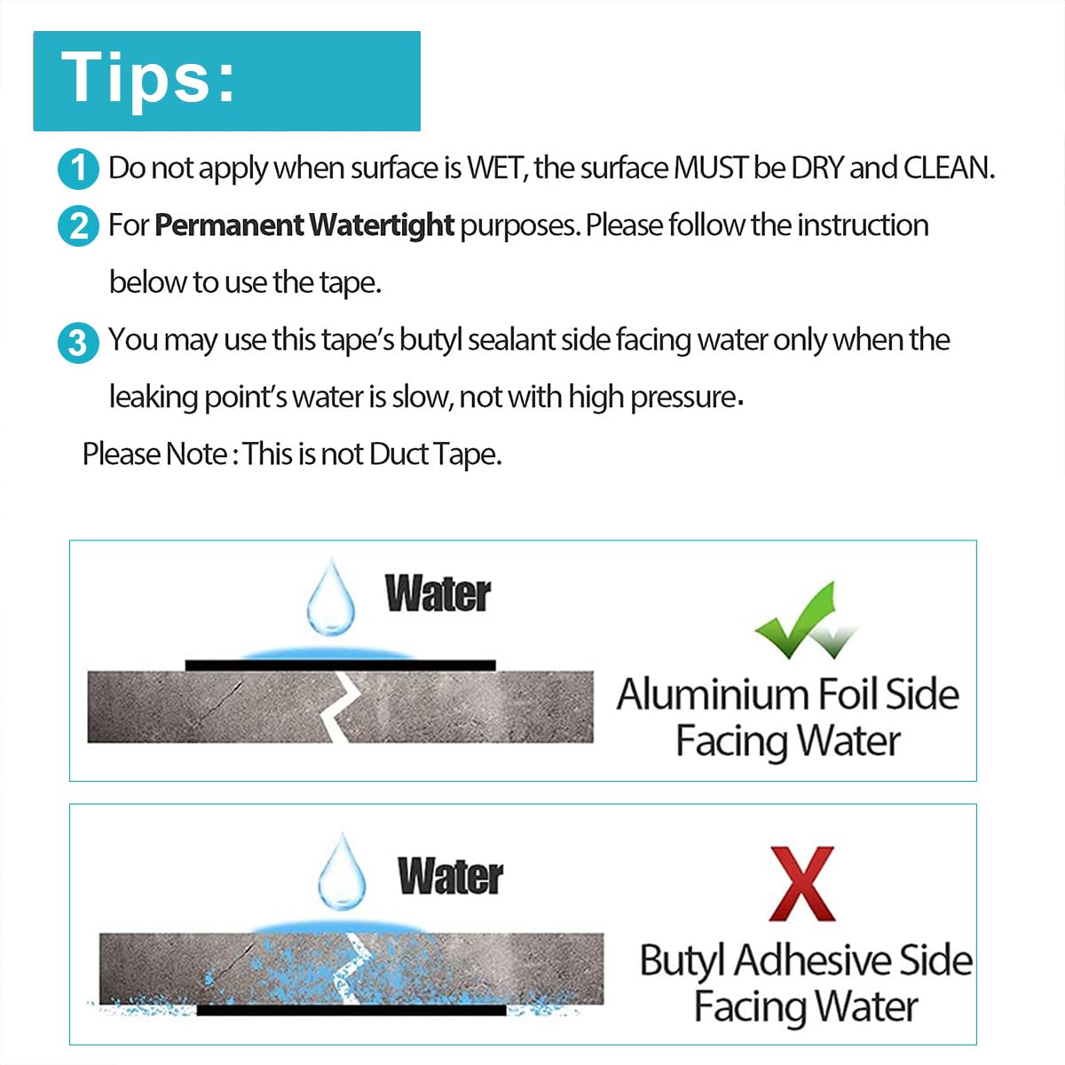 【Quick Fix】Butyl Waterproof Tape Leak Seal Heavy Duty Strong Adhesion Roof Car Boat RV Pipes Windows