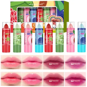 MISS FACTORX 8pcs/Box Color-Changing Lip Balm Set 4 Flavors Long-Lasting Waterproof Non-Transfer Formula Moisturizing Glossy Lip Color Great Mother's Day & Women's Festival Gift Lipgloss Lipstick Makeup Cosmetic Hydrating