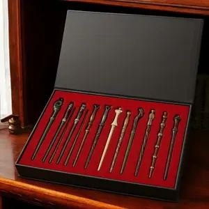 Best Gift for Fantasy Lovers 11-Piece Mini Metal Wand Set Perfect for Display Cosplay Collector's Edition with Bonus Accessories and Stylish Storage