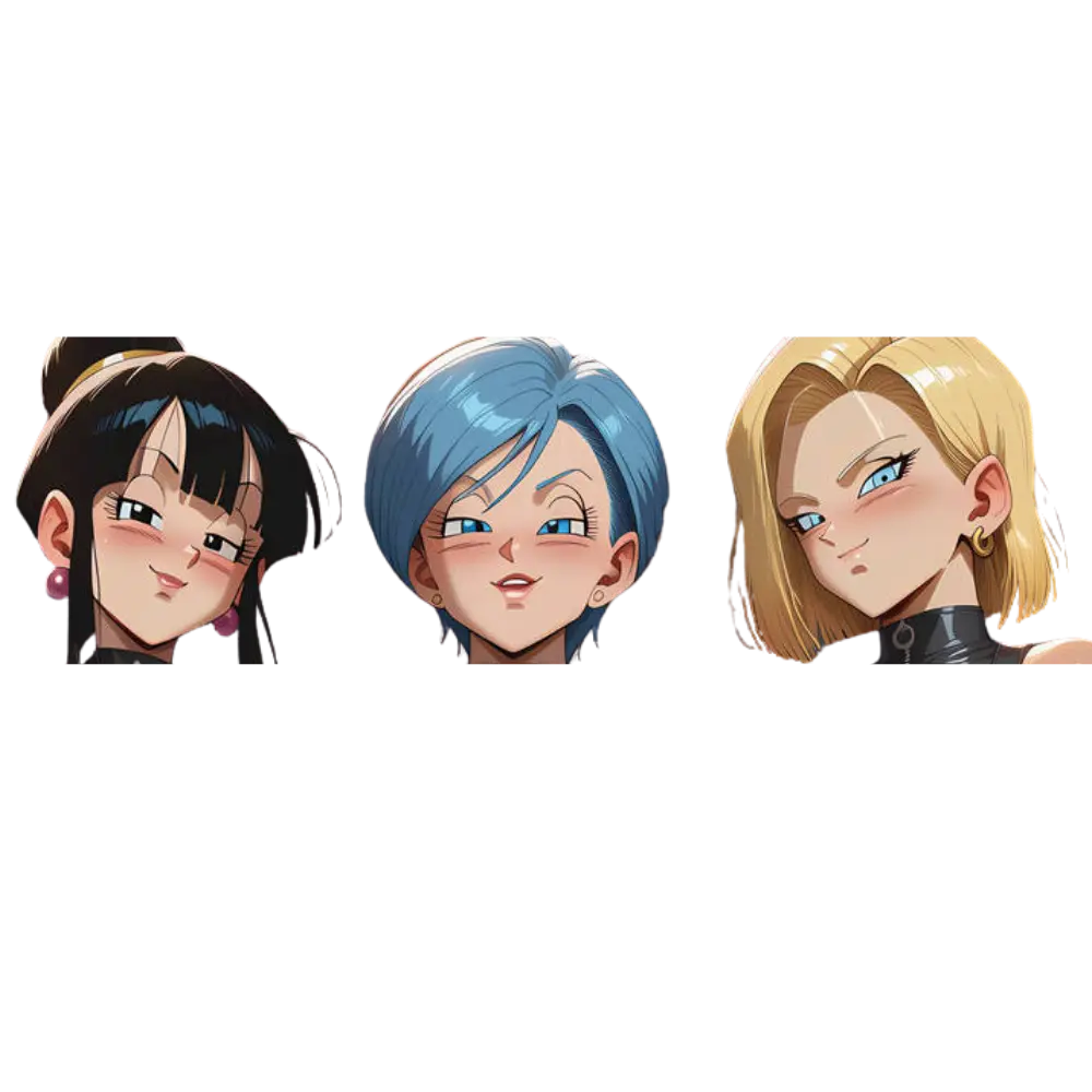 Anime Heroine Trio Vinyl Sticker, Powerful Female Fighter Character Art, Classic Adventure Inspired Design, Glossy Finish, Laptop Car Water Bottle Decor